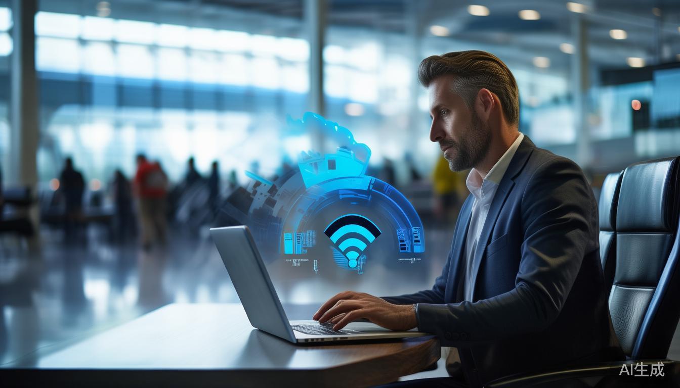 假设一名商务人士在机场使用公共Wi-Fi进行远程办